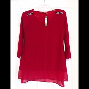 NEW Women’s Top Red Belldini Size M Christmas Gift For Women Blouse Fashion NWT